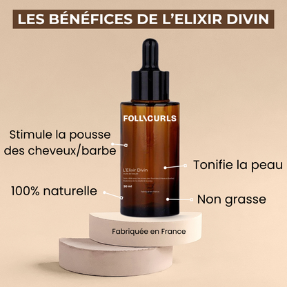 L'Elixir Divin - Huile de beauté 3-en-1 soin ciblé pour zones peu fournies (barbe/cheveux) 50ml